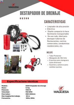 Destapador de drenajes eléctrico 1.5 hp. OFERTA $ 1,900.00